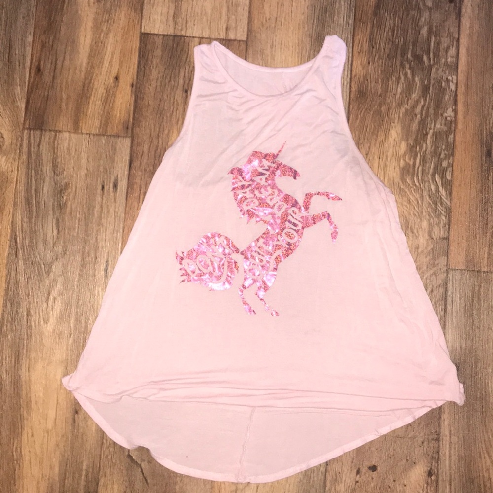 Francesca’s Pink Unicorn Tank Top